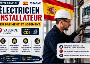 Électricien Installateur en Espagne | CDI à Valence – Secteur Bâtiment & Logement